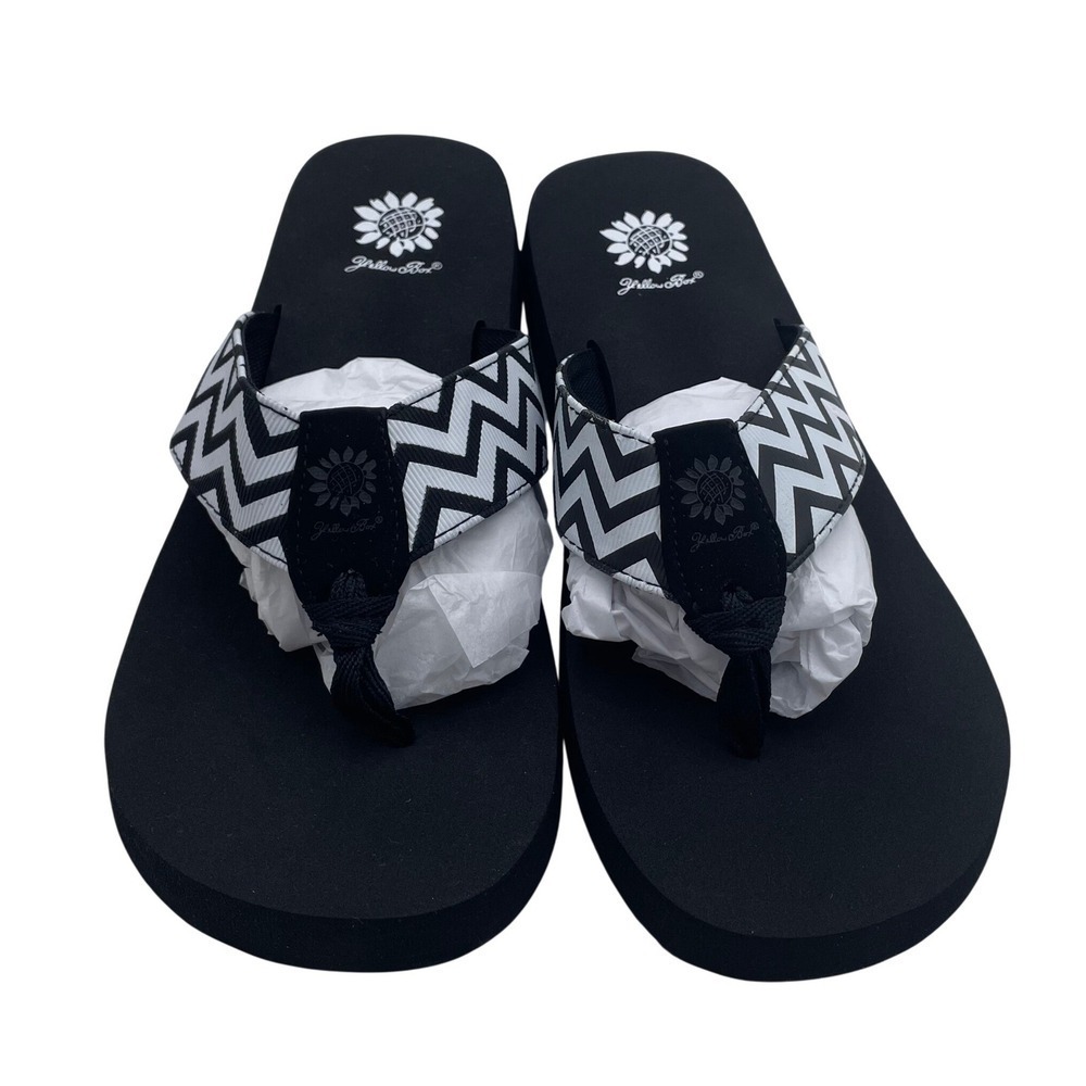 Yellow Box Bear Womens Black White Chevron Platform Flip Flops Sandals Size 11